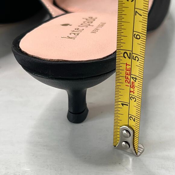 Kate Spade Darlene Satin Crystal/Bow Kitten Heel Mule Black Women 7M Tried On - Picture 8 of 11